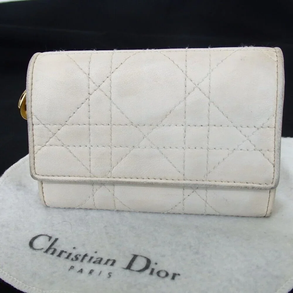 Authentic Christian Dior Canage stitch coin Wallets leather [Used]